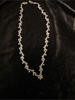 Elegant Silver Floral Crystal Necklace - Women Jewelry